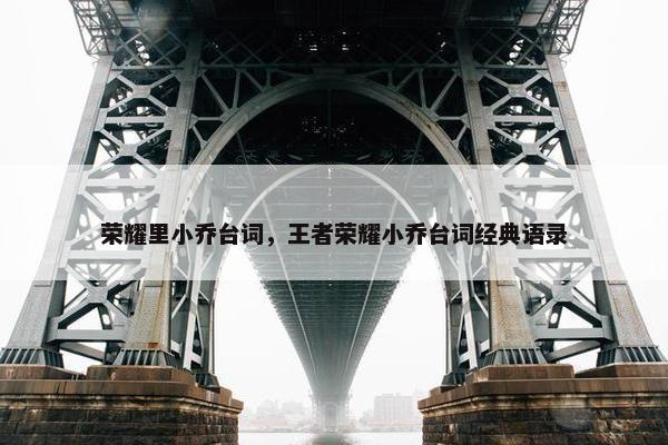 荣耀里小乔台词，王者荣耀小乔台词经典语录