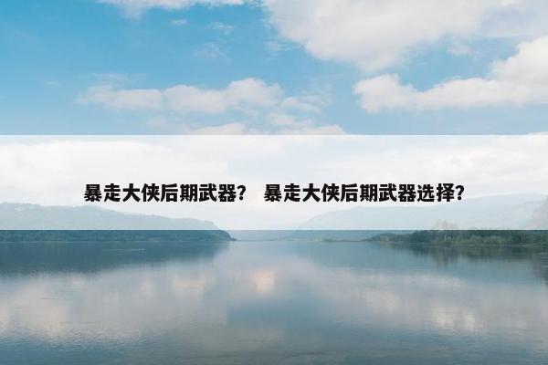 暴走大侠后期武器？ 暴走大侠后期武器选择？