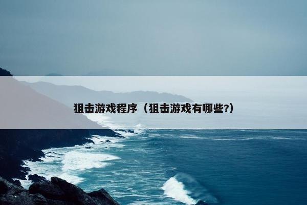 狙击游戏程序（狙击游戏有哪些?）