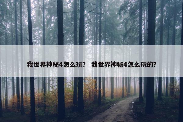 我世界神秘4怎么玩？ 我世界神秘4怎么玩的？