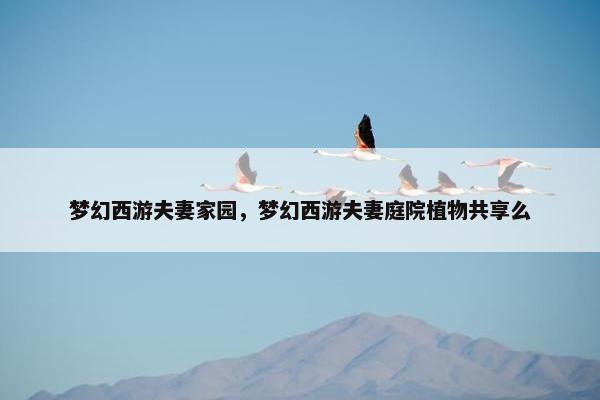 梦幻西游夫妻家园，梦幻西游夫妻庭院植物共享么