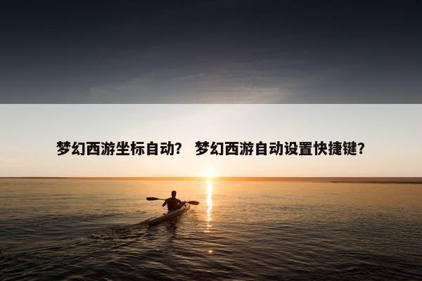 梦幻西游坐标自动？ 梦幻西游自动设置快捷键？