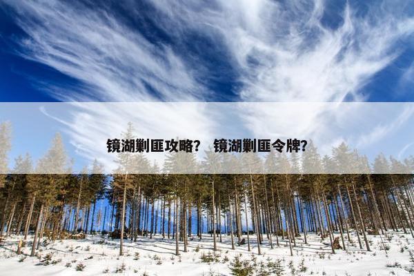 镜湖剿匪攻略？ 镜湖剿匪令牌？