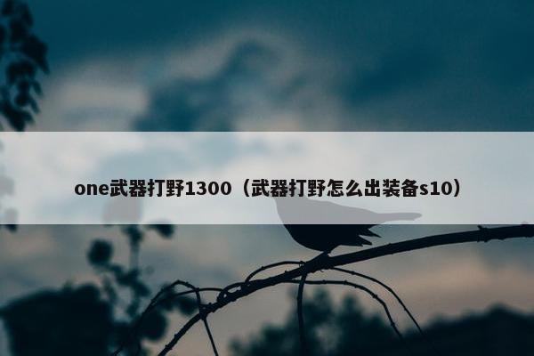one武器打野1300（武器打野怎么出装备s10）