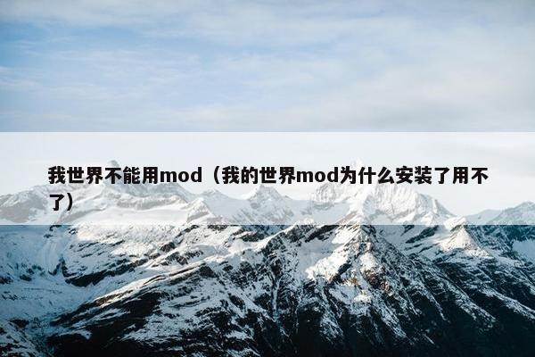 我世界不能用mod（我的世界mod为什么安装了用不了）
