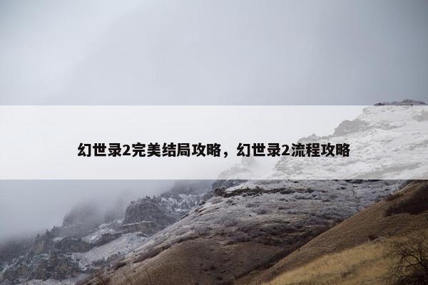幻世录2完美结局攻略，幻世录2流程攻略