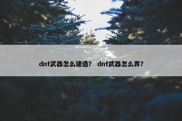 dnf武器怎么建造？ dnf武器怎么弄？
