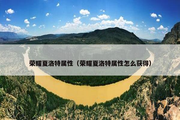荣耀夏洛特属性（荣耀夏洛特属性怎么获得）