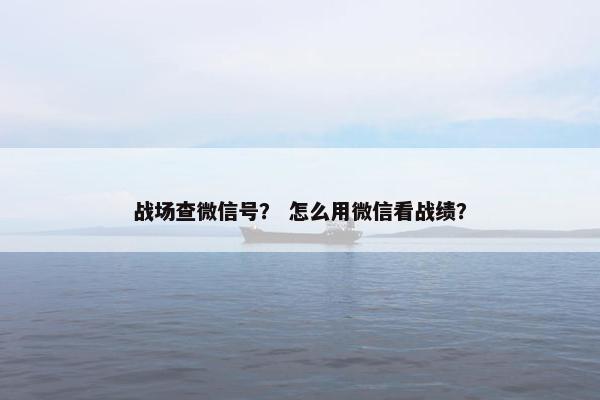 战场查微信号？ 怎么用微信看战绩？