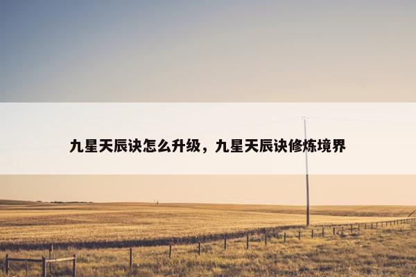 九星天辰诀怎么升级，九星天辰诀修炼境界