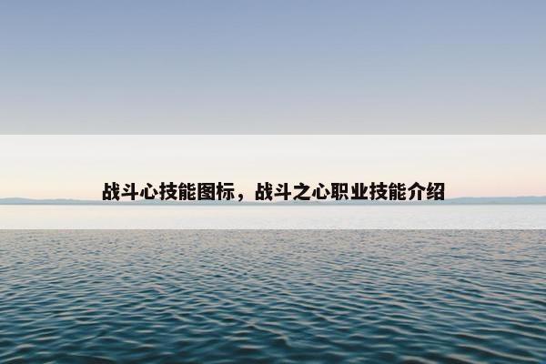 战斗心技能图标，战斗之心职业技能介绍