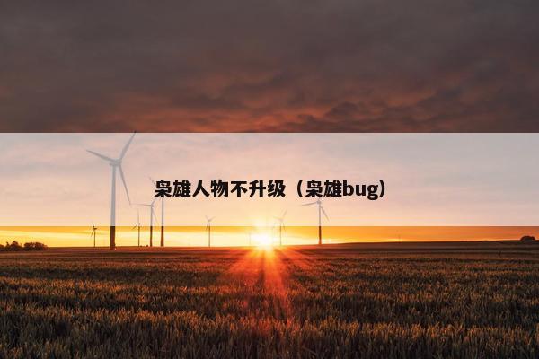 枭雄人物不升级（枭雄bug）