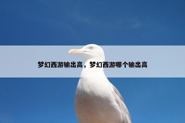 梦幻西游输出高，梦幻西游哪个输出高