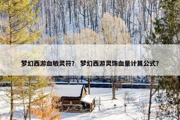 梦幻西游血敏灵符？ 梦幻西游灵饰血量计算公式？
