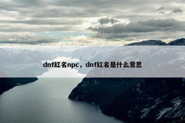 dnf红名npc，dnf红名是什么意思