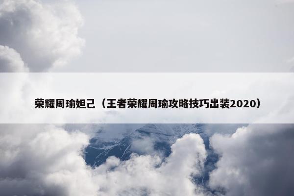 荣耀周瑜妲己（王者荣耀周瑜攻略技巧出装2020）