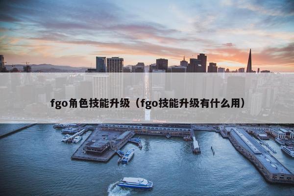 fgo角色技能升级（fgo技能升级有什么用）