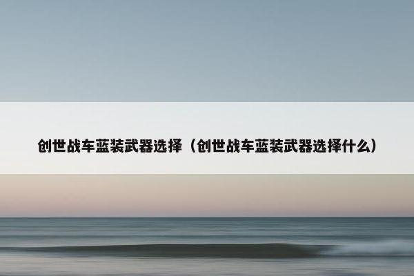 创世战车蓝装武器选择（创世战车蓝装武器选择什么）