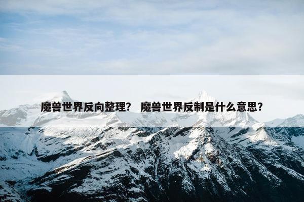 魔兽世界反向整理？ 魔兽世界反制是什么意思？