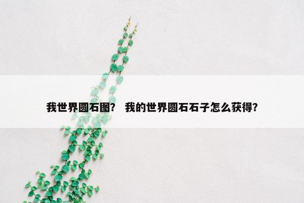 我世界圆石图？ 我的世界圆石石子怎么获得？