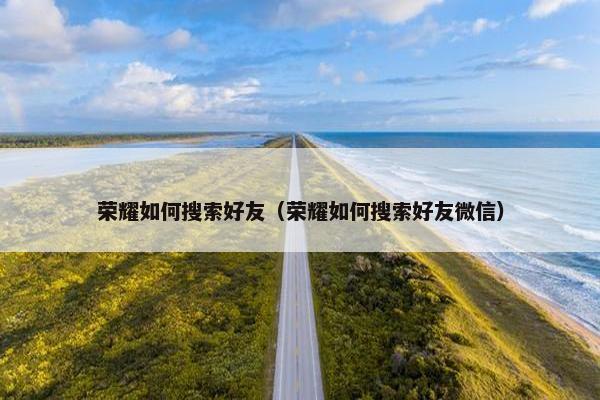 荣耀如何搜索好友（荣耀如何搜索好友微信）