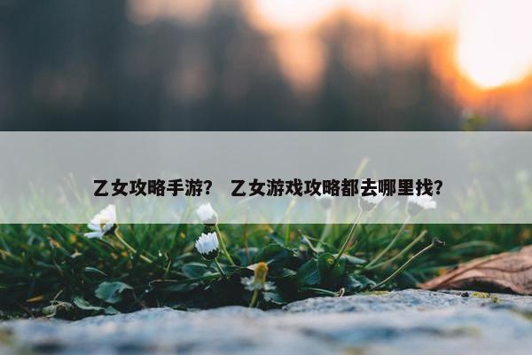 乙女攻略手游？ 乙女游戏攻略都去哪里找？