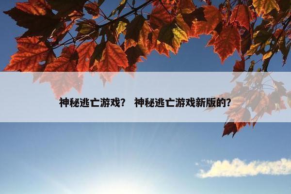 神秘逃亡游戏？ 神秘逃亡游戏新版的？