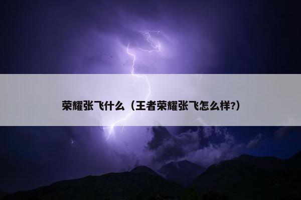 荣耀张飞什么（王者荣耀张飞怎么样?）