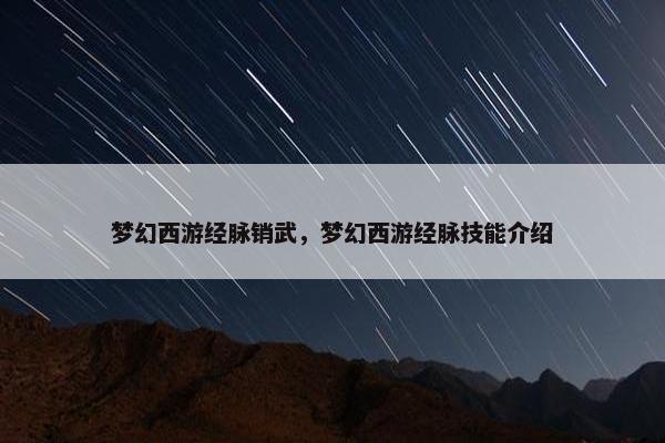 梦幻西游经脉销武，梦幻西游经脉技能介绍