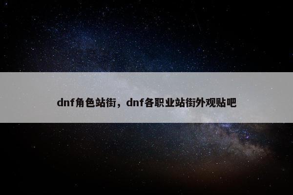 dnf角色站街，dnf各职业站街外观贴吧