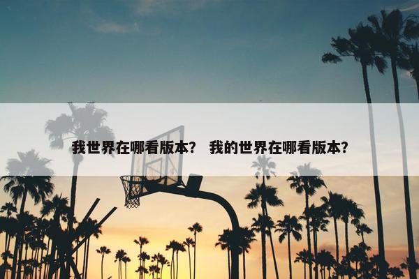 我世界在哪看版本？ 我的世界在哪看版本？