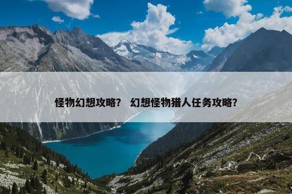 怪物幻想攻略？ 幻想怪物猎人任务攻略？