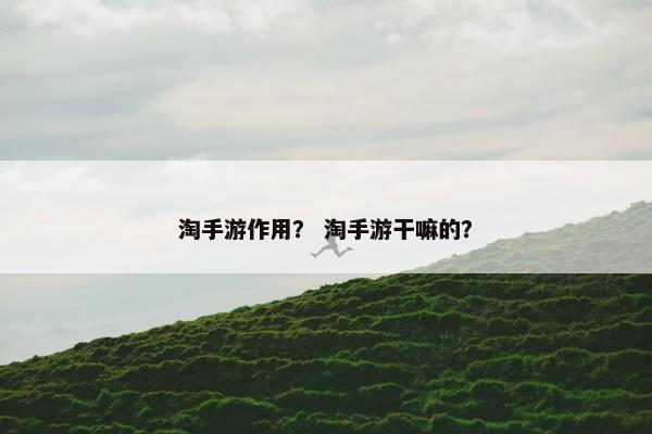 淘手游作用？ 淘手游干嘛的？