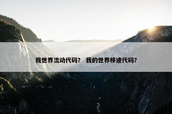 我世界流动代码？ 我的世界移速代码？
