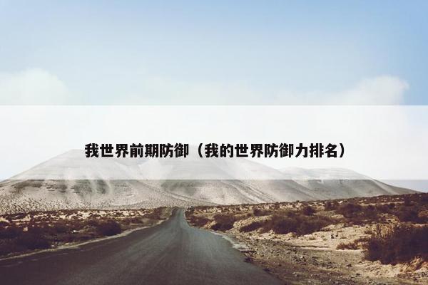 我世界前期防御（我的世界防御力排名）