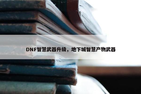 DNF智慧武器升级，地下城智慧产物武器