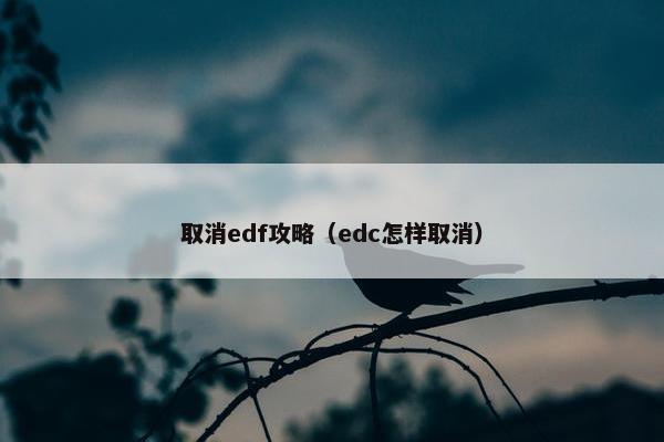 取消edf攻略(edc怎样取消) 取消edf攻略(edc怎样取消)