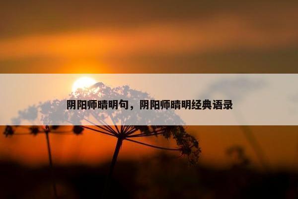 阴阳师晴明句，阴阳师晴明经典语录