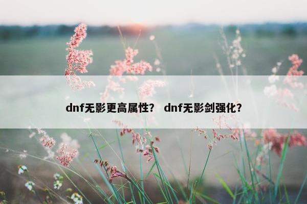 dnf无影更高属性？ dnf无影剑强化？
