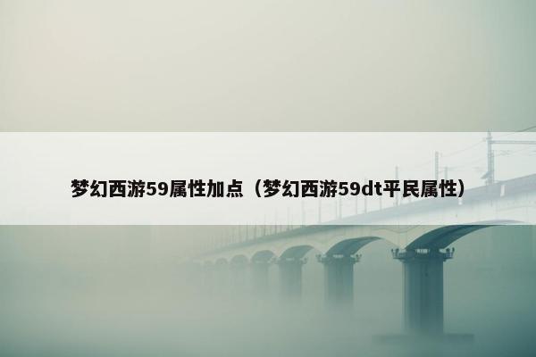 梦幻西游59属性加点（梦幻西游59dt平民属性）