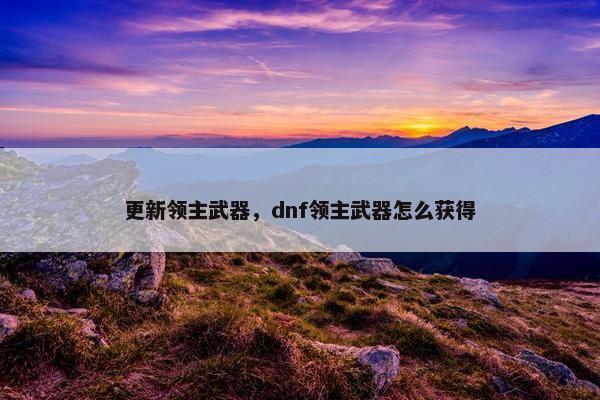 更新领主武器，dnf领主武器怎么获得