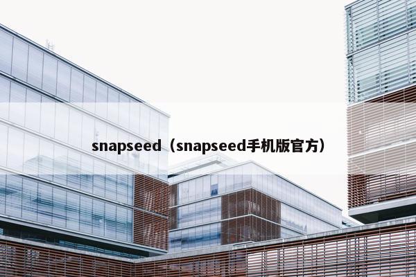 snapseed（snapseed手机版官方）