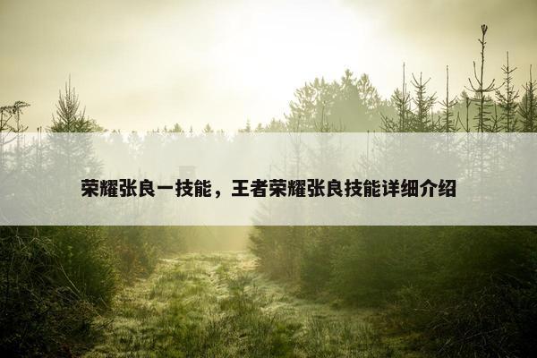 荣耀张良一技能，王者荣耀张良技能详细介绍
