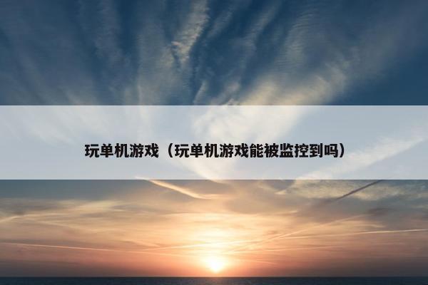 玩单机游戏（玩单机游戏能被监控到吗）