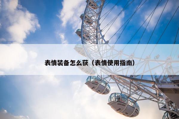 表情装备怎么获（表情使用指南）