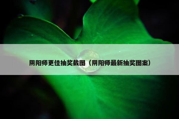 阴阳师更佳抽奖截图（阴阳师最新抽奖图案）