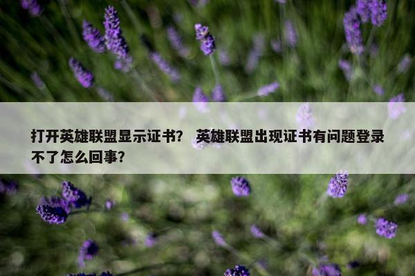 打开英雄联盟显示证书？ 英雄联盟出现证书有问题登录不了怎么回事？