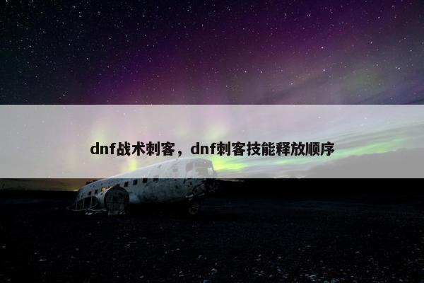 dnf战术刺客，dnf刺客技能释放顺序