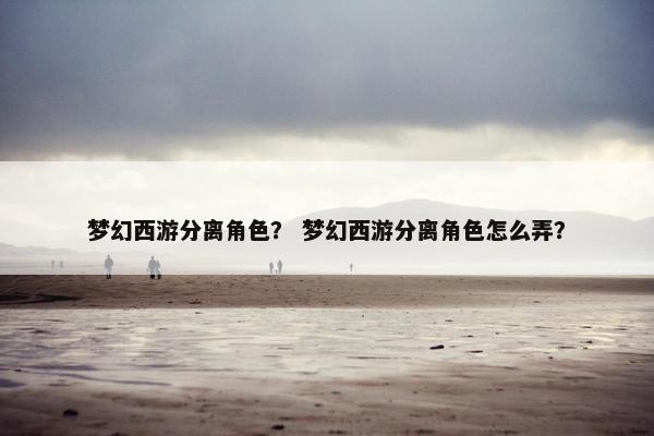 梦幻西游分离角色？ 梦幻西游分离角色怎么弄？