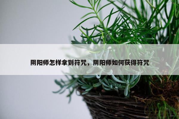 阴阳师怎样拿到符咒，阴阳师如何获得符咒